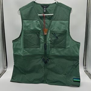 Men's Size Medium Zipper Vest Houston White CLEAN GREEN POCKETS CLOSE OUT